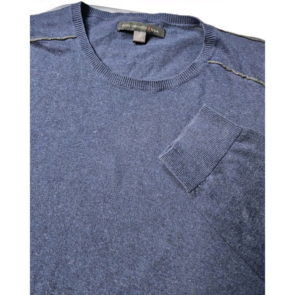 John Varvatos Men's Lightweight Crewneck Sweater Blue Size Medium